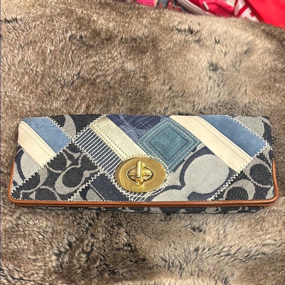 Coach Blue Patchwork Clutch